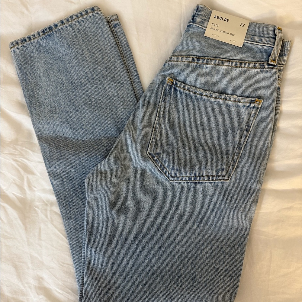 Agolde Riley High Rose Straight Crop Jeans in Shatter